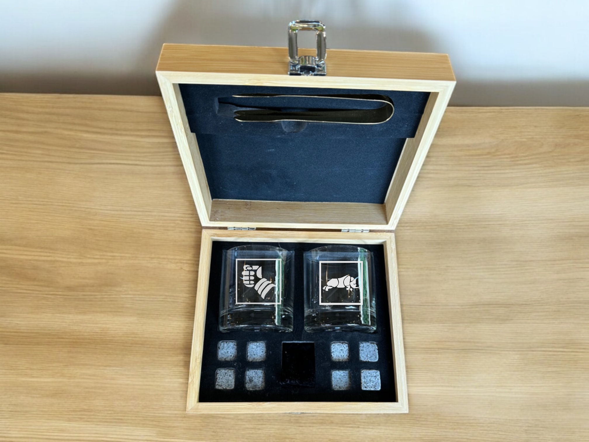 1SR - 2 Glass Set in Wooden Box