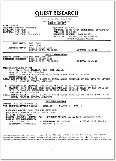 Quest Research Inc Arkansas Lien Search Arkansas Title Search