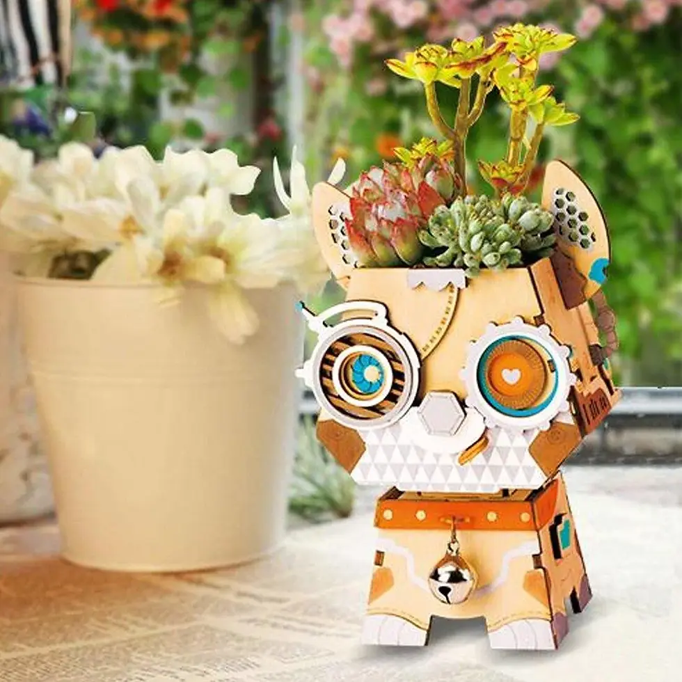 Miniature : Puzzle 3D bois | Pot de fleurs "Chiot"