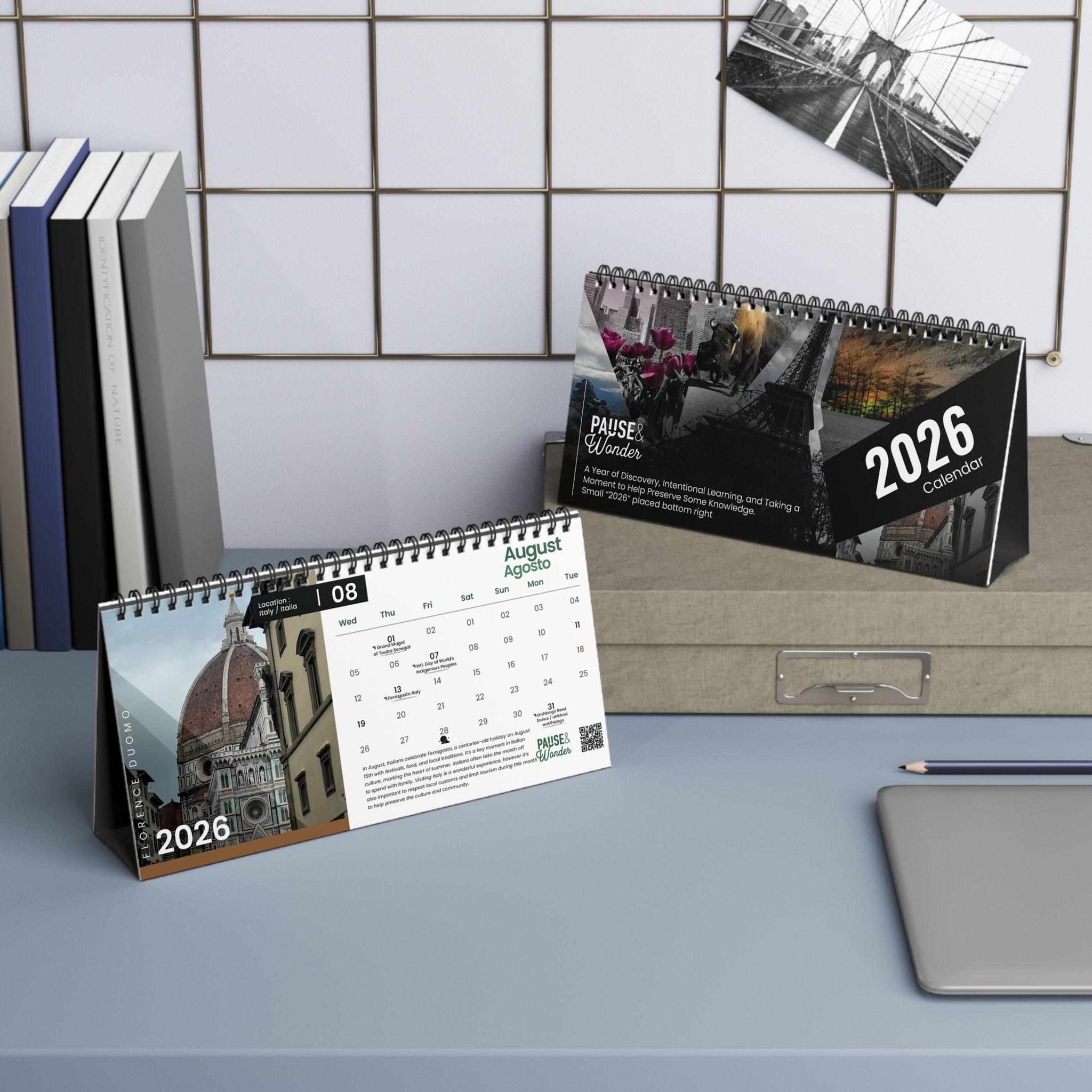Educational Desk Calendar — Striking, Unique Monthly Stands On Its Own Calendar