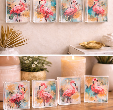 Flamingo art blocks on display.png