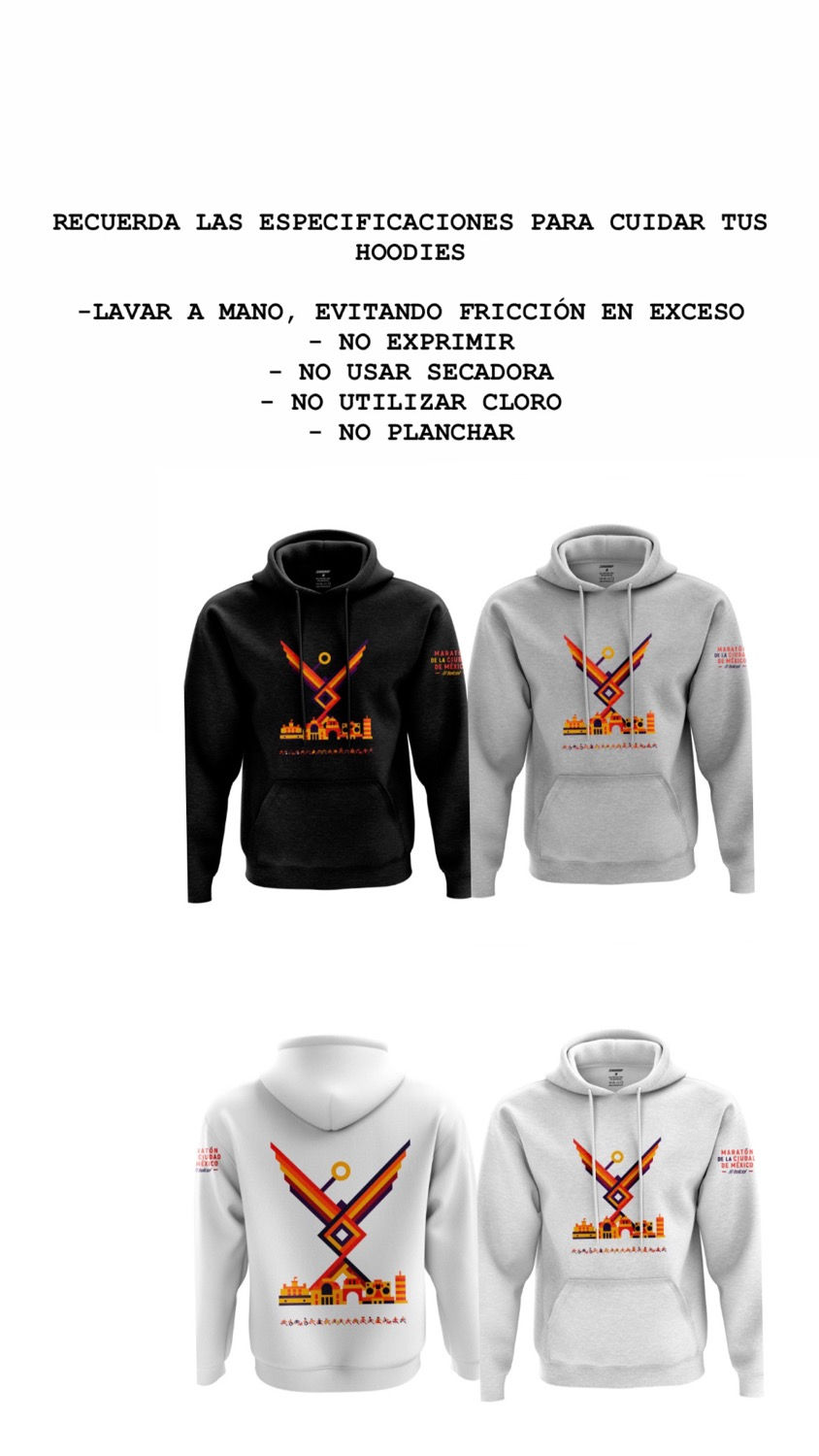 Hoodie Maraton CDMX 2021 negra Zero Drop