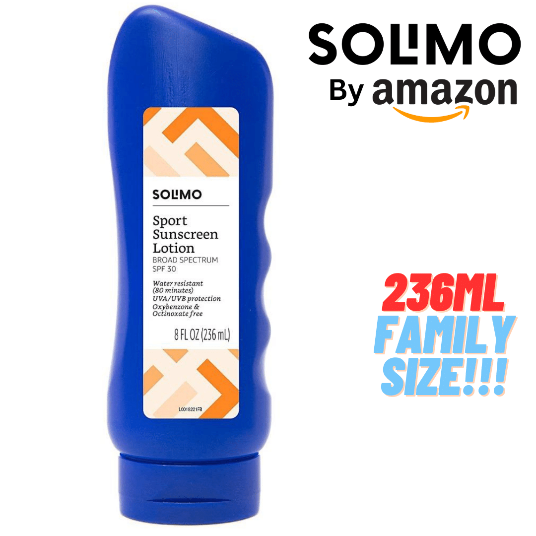 Solimo Sport Sunscreen Lotion, SPF 30, Family Size 236mL (by Amazon)