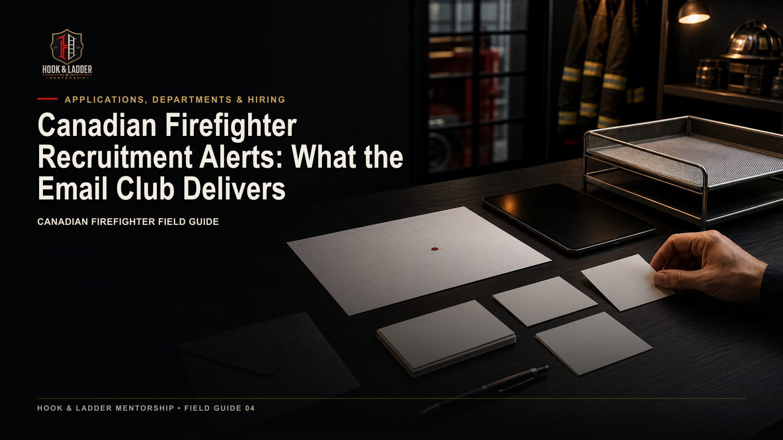 A weekly Canadian firefighter recruitment briefing organized around postings, deadlines, and preparation tasks.
