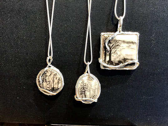 Sterling & Porcelain Pendants