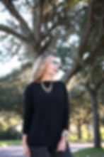 Amy West models a boatneck top.