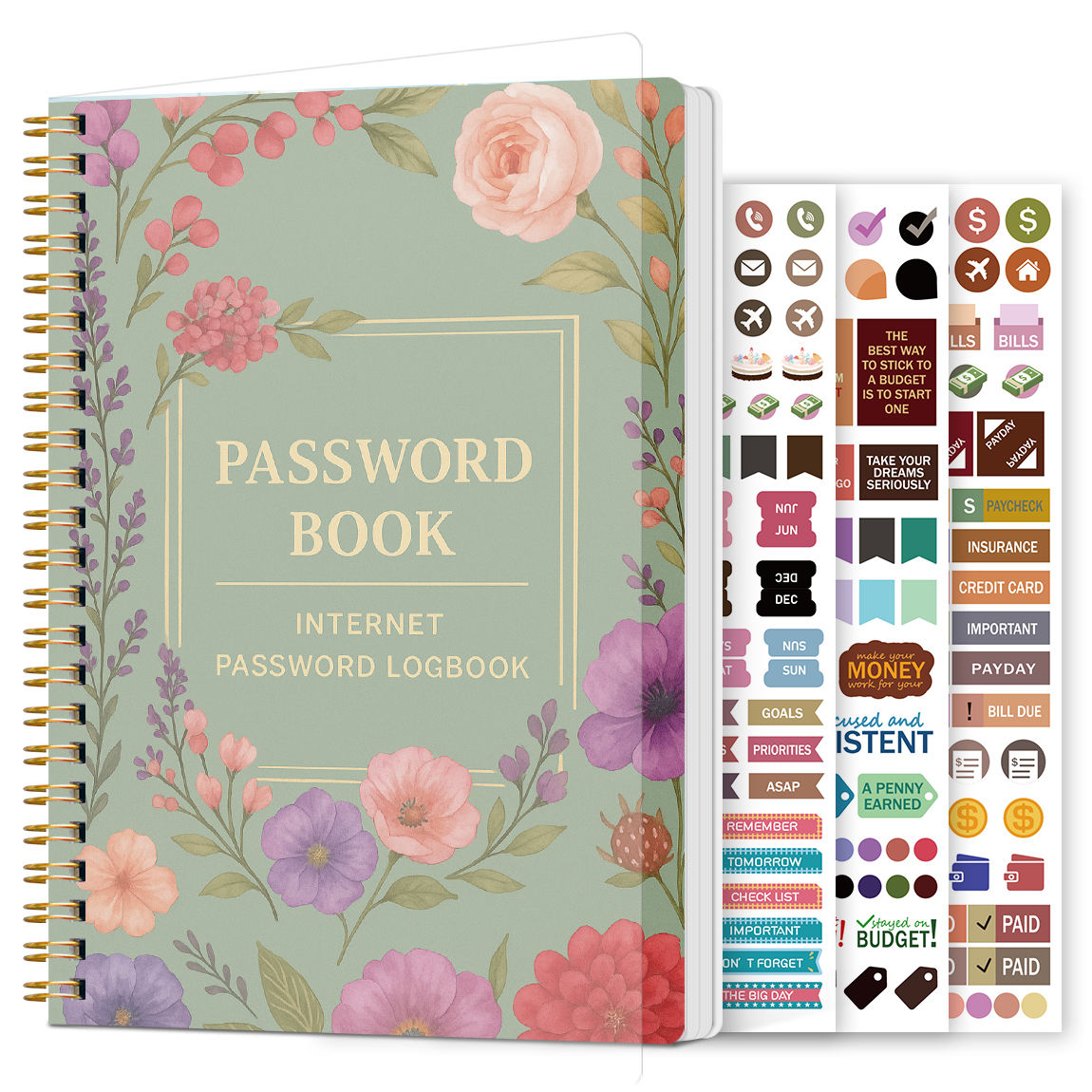 Password Book with 3 Sheets Stickers