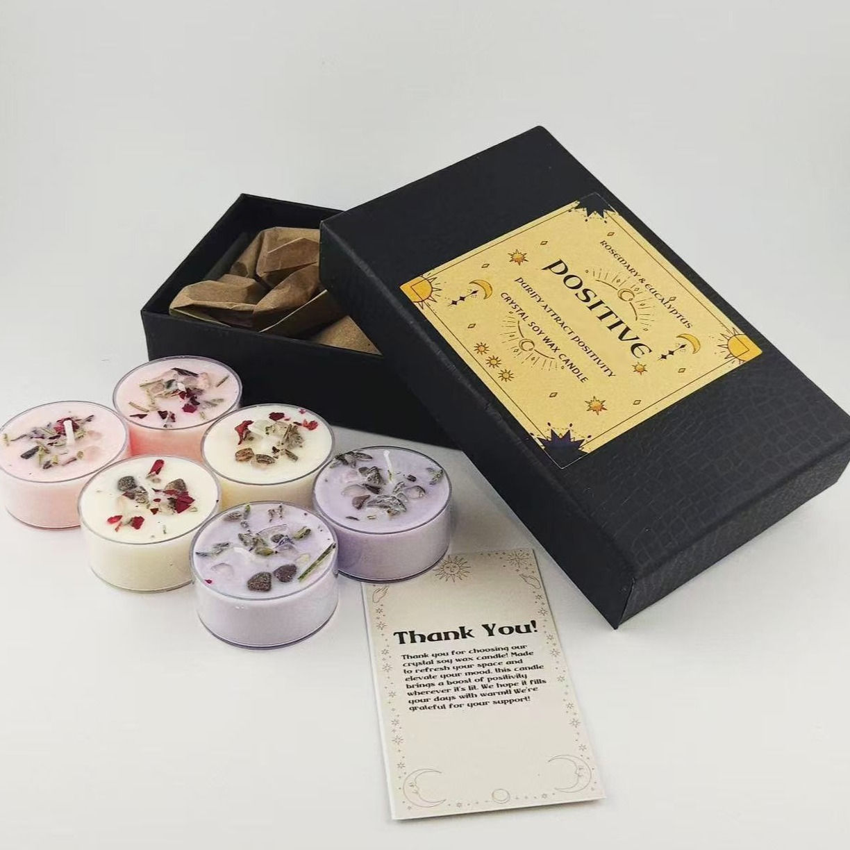 Natural Stone Crystal Candle in a Gift Box for Mindfulness and Self-Care Rituals