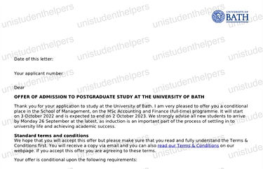 University offer letter