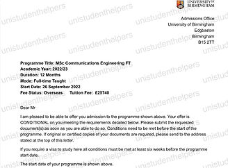 University offer letter