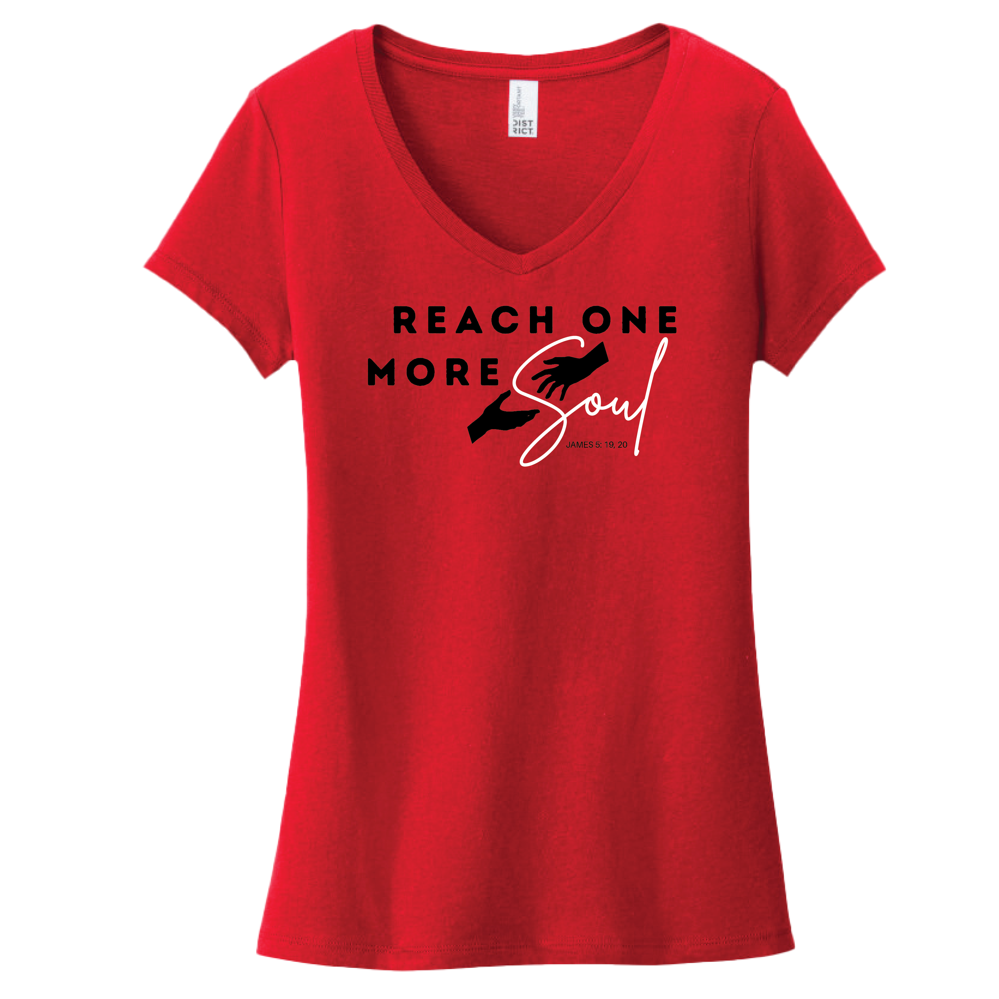 Reach One More Soul T-Shirt Ladies V-Neck -Red