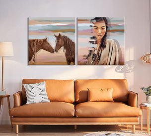 אינדיאנית וסוסים בסלון.jpg