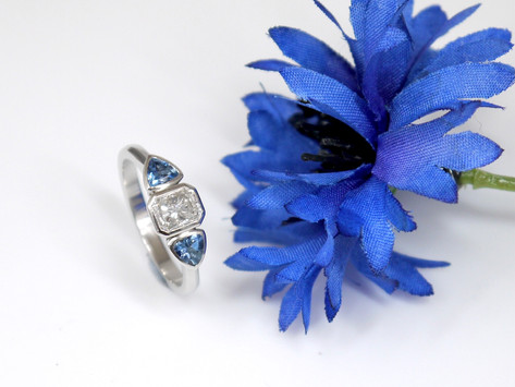 Diamond and trillion sapphire ring