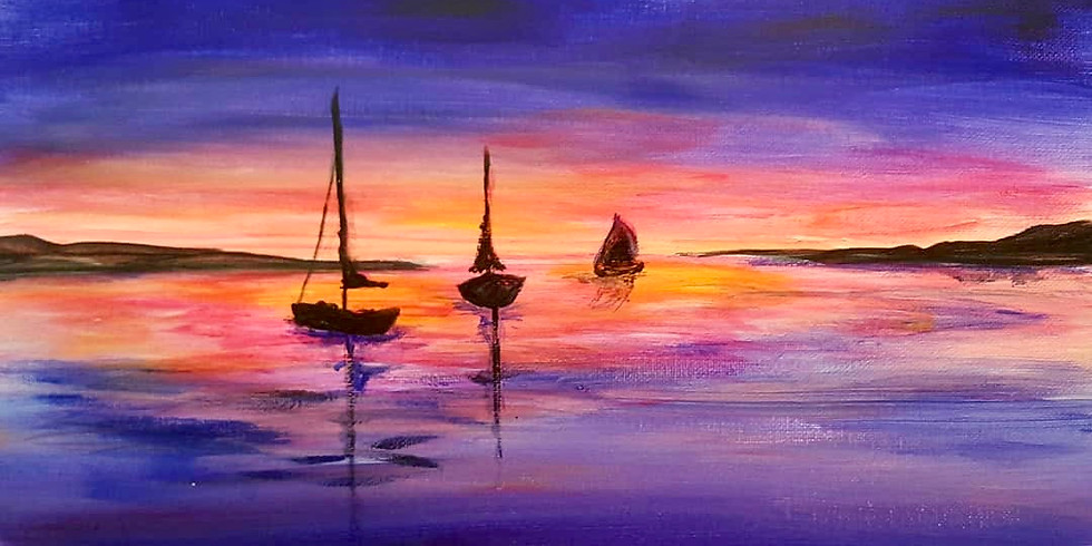 Paint Night- Three Sails at Sunset- In Person or Virtual!