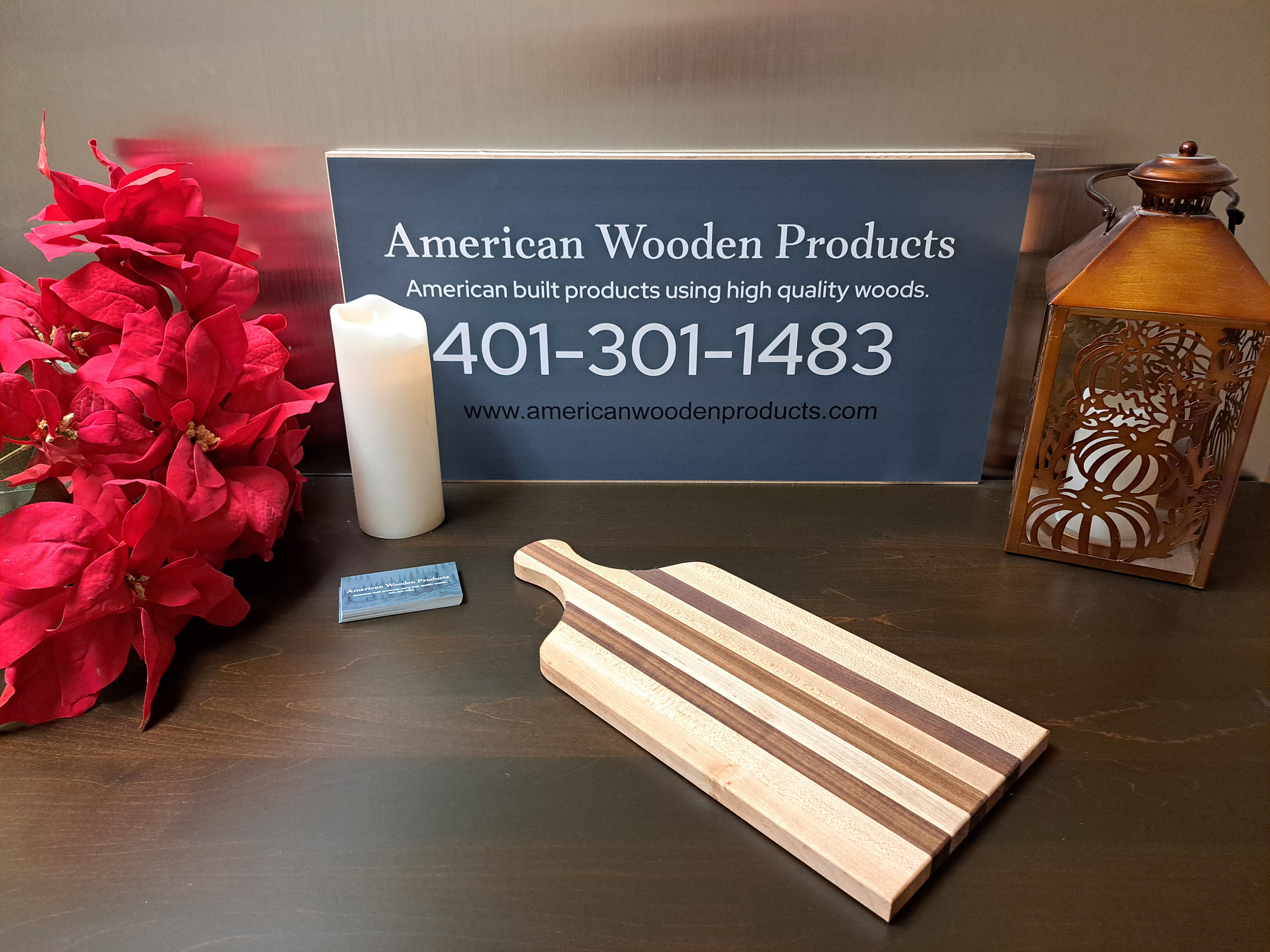Bread board made with maple, walnut and cherry stock.