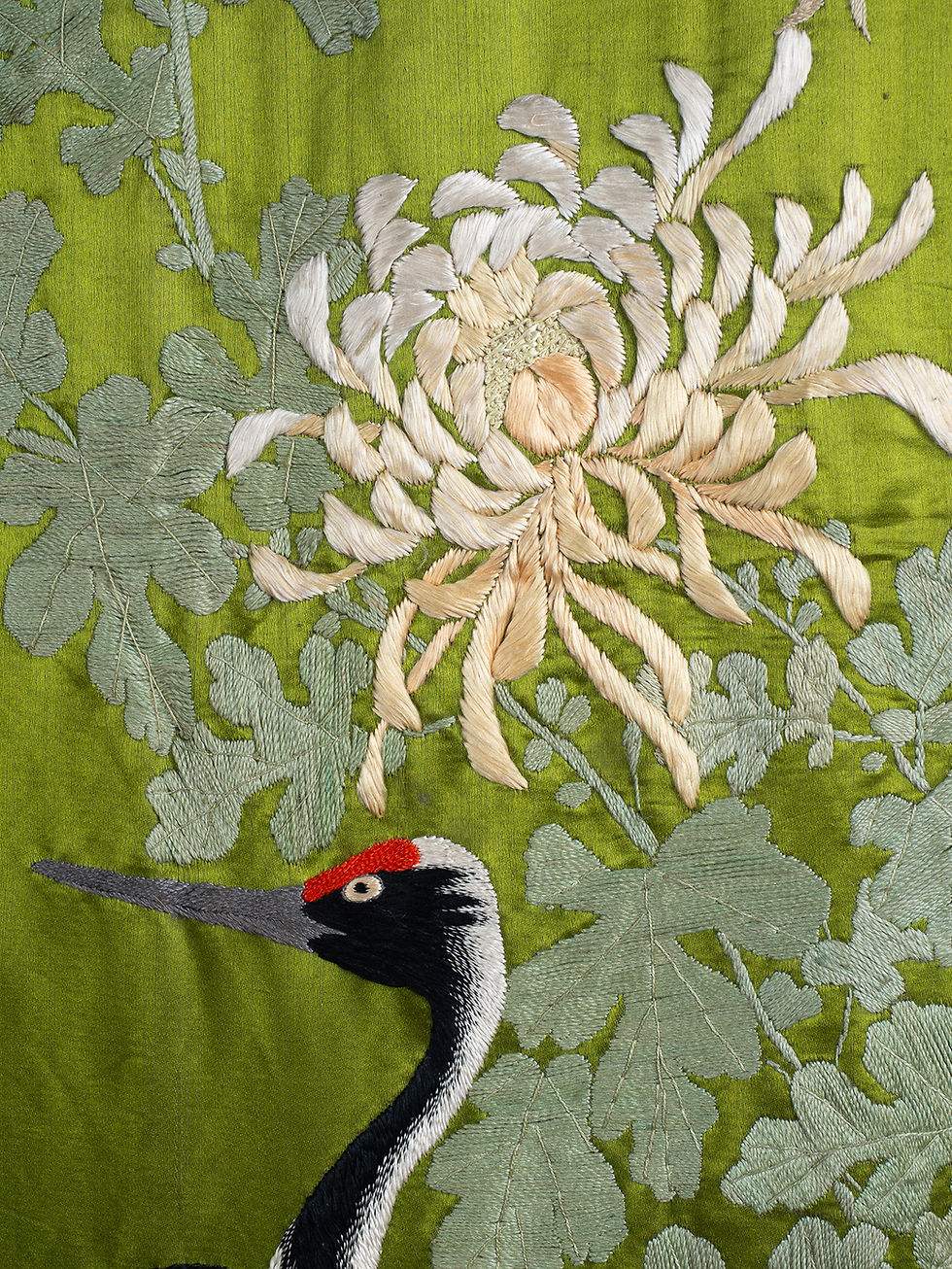 Thumbnail: Large and Rare Moss Green Japanese Fukusa