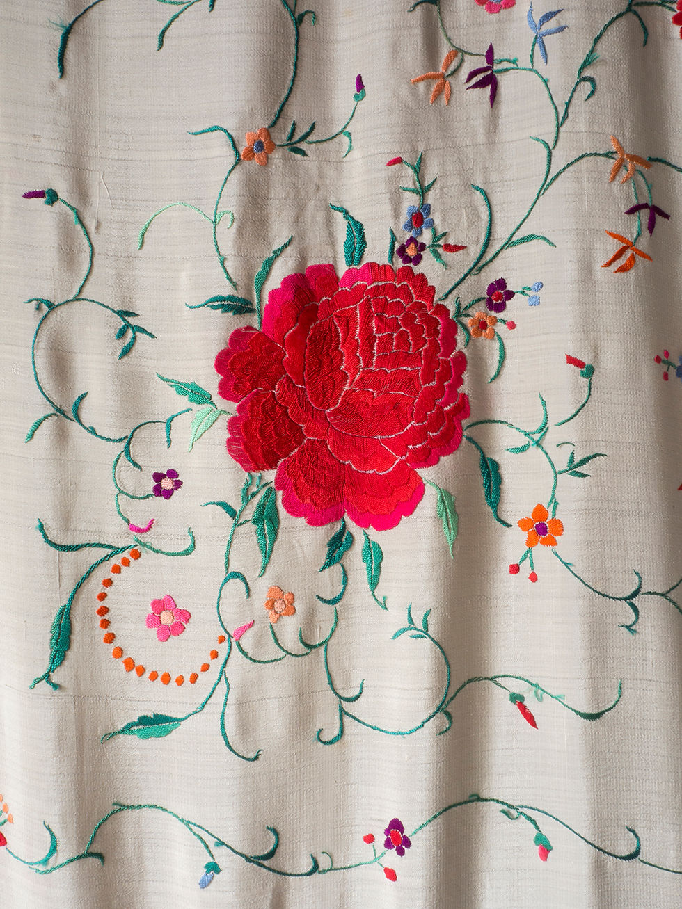 Thumbnail: 19th Century Chinese Silk Piano Shawl