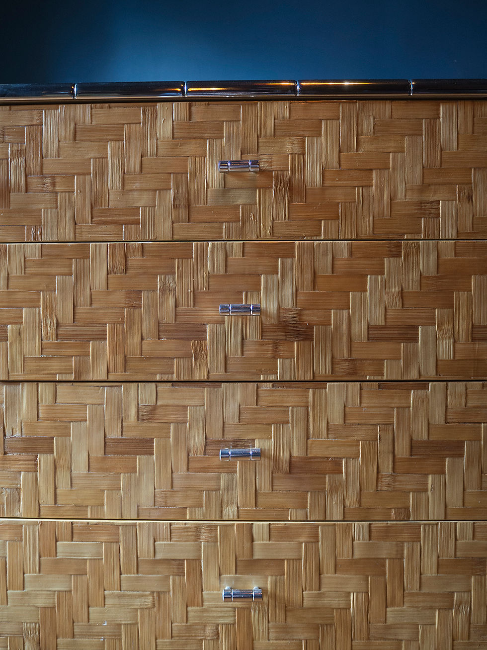 Thumbnail: mid century italian bamboo sideboard with faux bamboo chrome frame