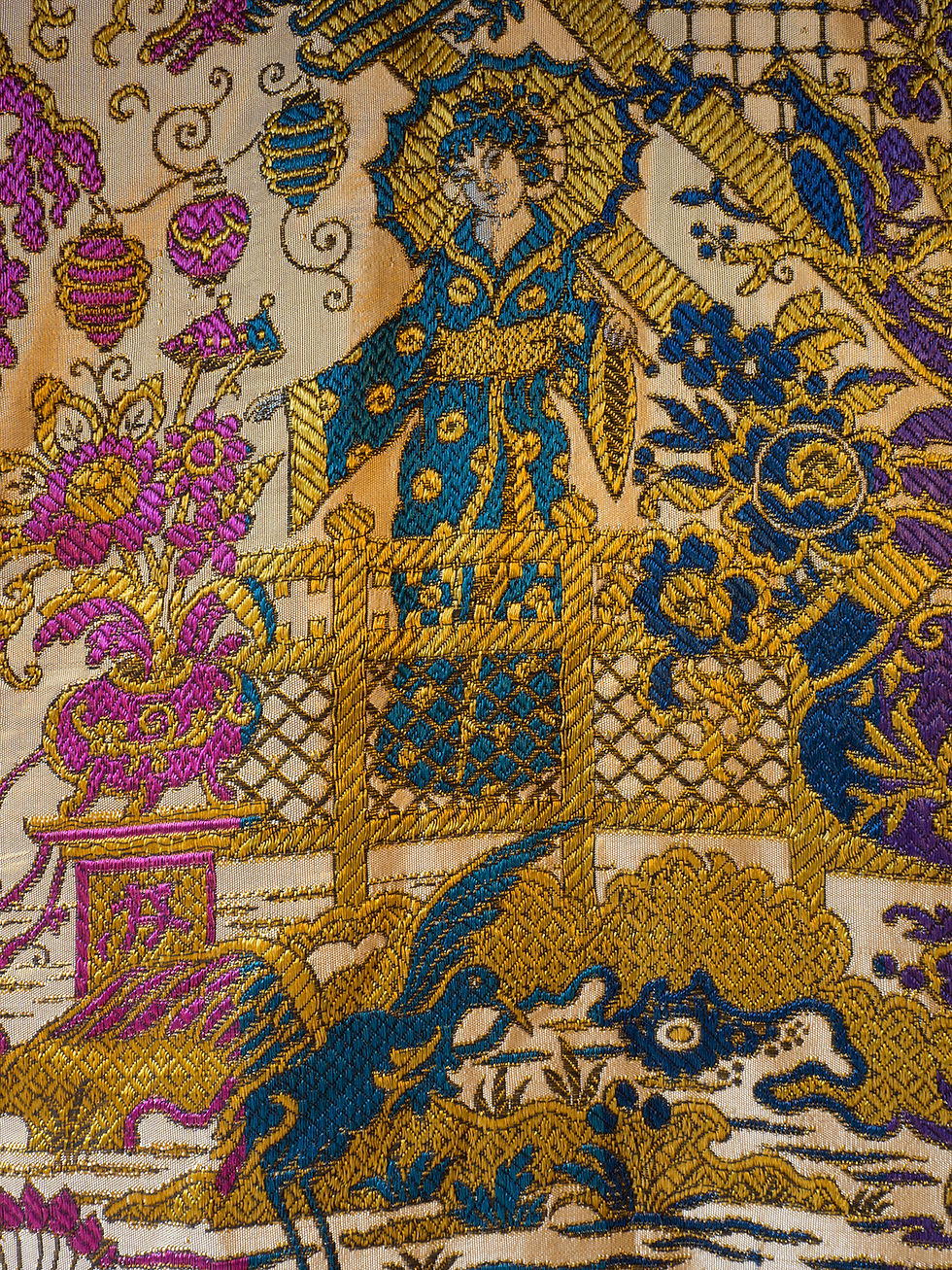Thumbnail: Chinese silk tapestry bedspread early 20th century
