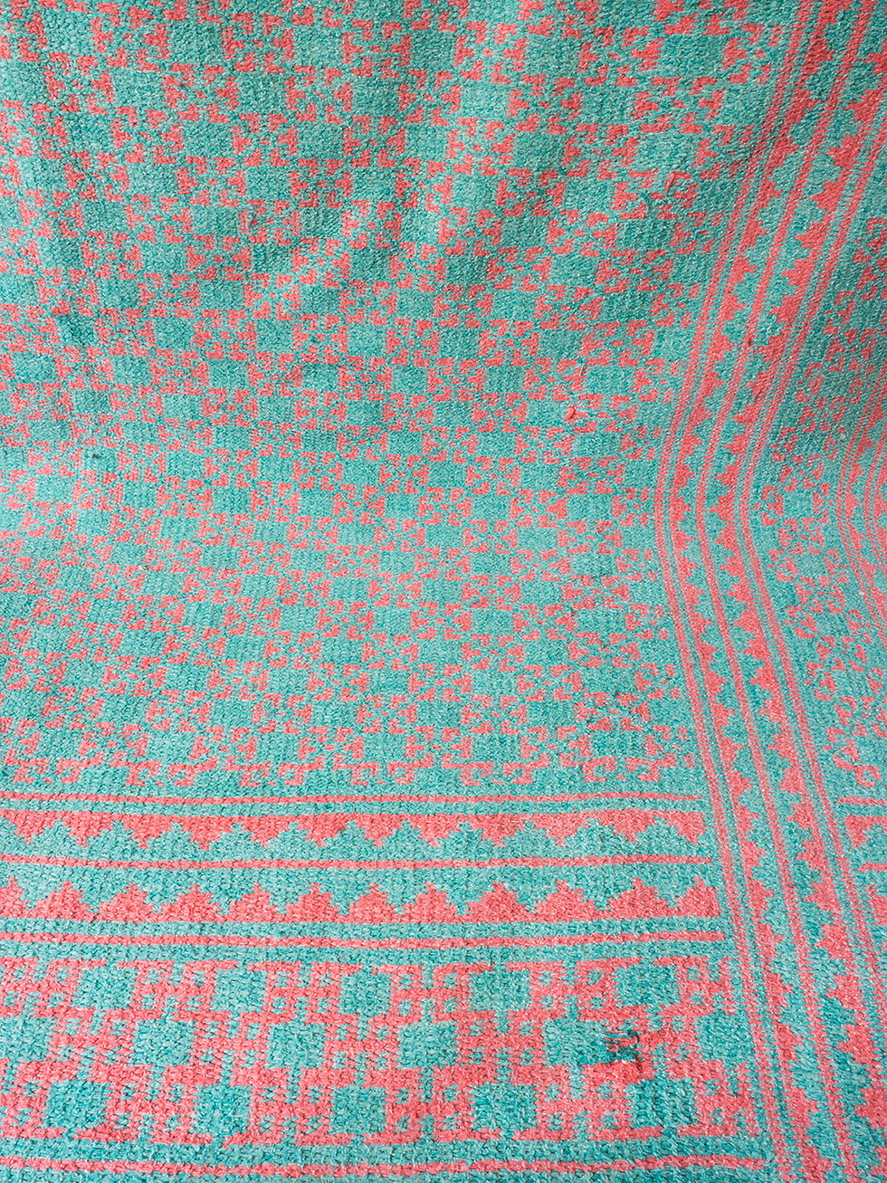 Thumbnail: Mid Century Pink and Turquoise Yazd Zilu