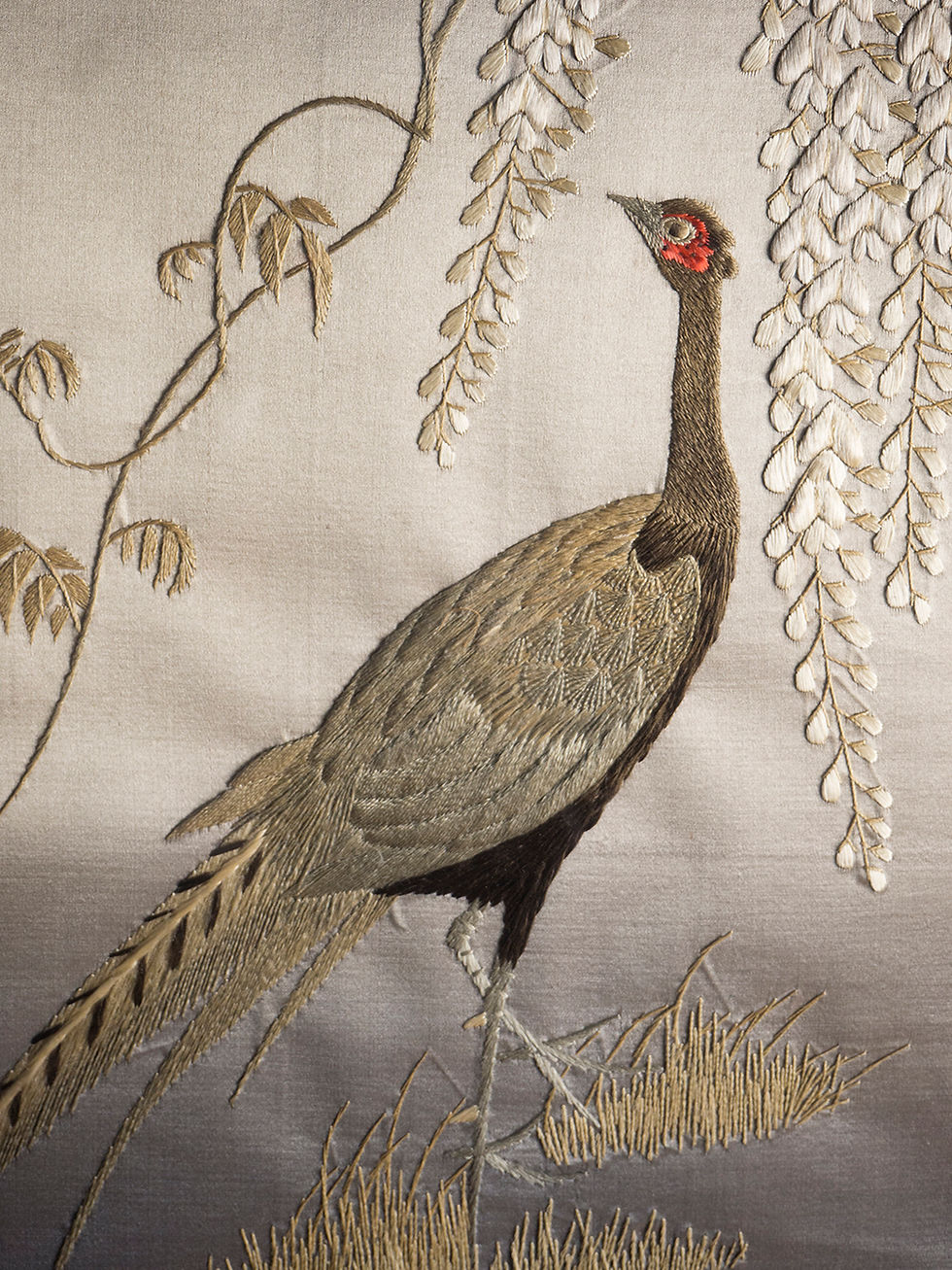 Thumbnail: Japanese Meiji Silk Embroidery in original frame