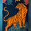 Thumbnail: Tibetan Tiger rug tiger on rocks roaring at a blood moon