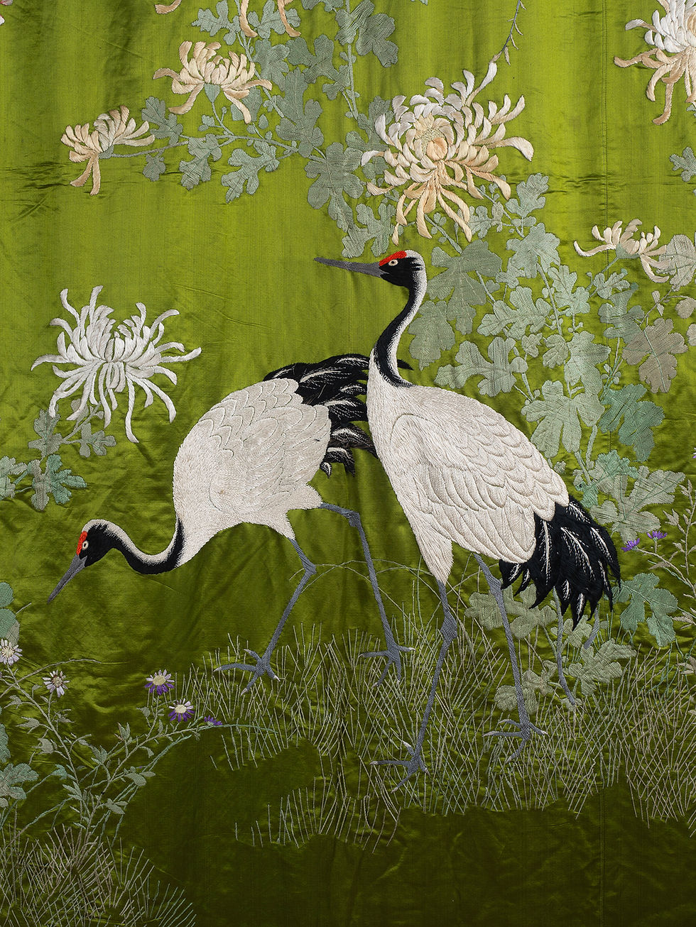Thumbnail: Large and Rare Moss Green Japanese Fukusa
