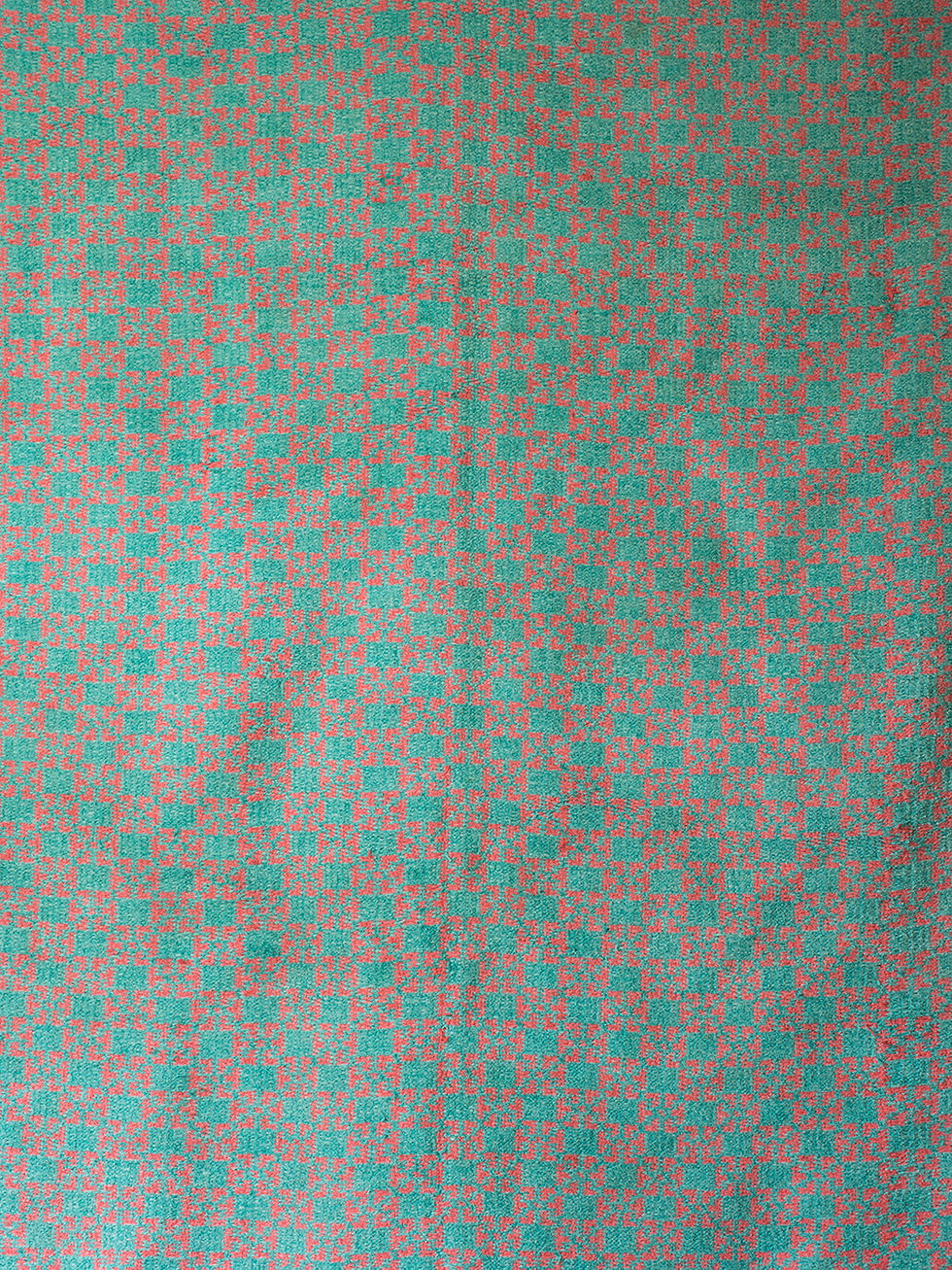 Thumbnail: Mid Century Pink and Turquoise Yazd Zilu