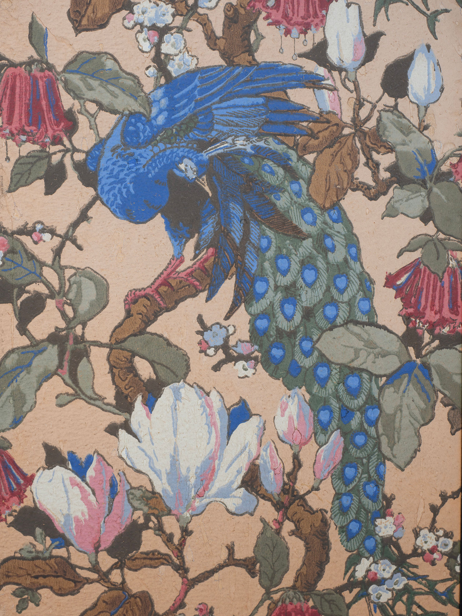 Hand Painted 19th Century Chinoiserie Wallpaper Screen