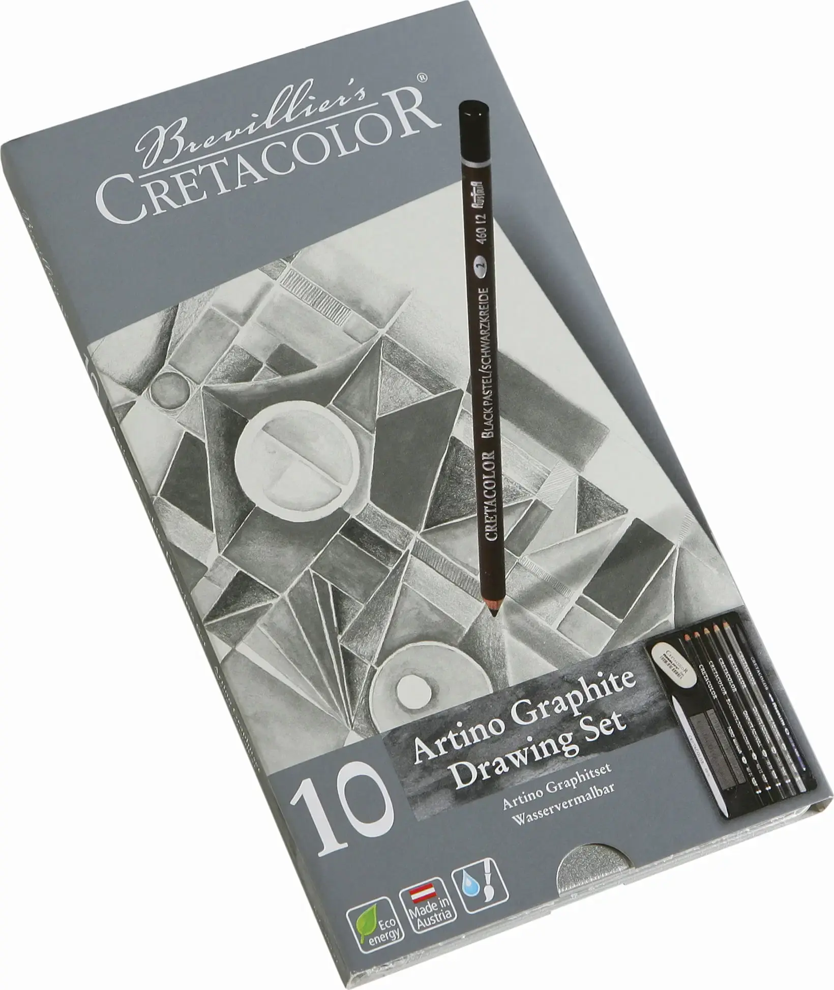 Boite métal Cretacolor assortiment 10 pièces graphite Artino