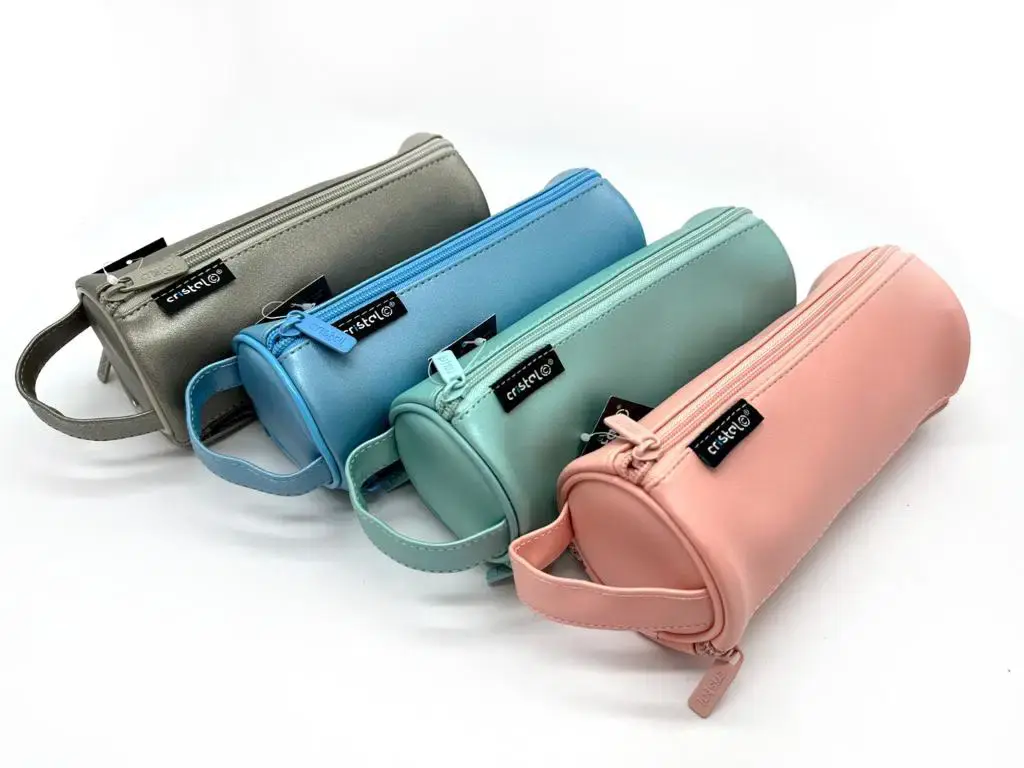 TROUSSE RONDE GM S-CUIR TROIS POCHES COUL PASTEL CRISTAL CR-1935