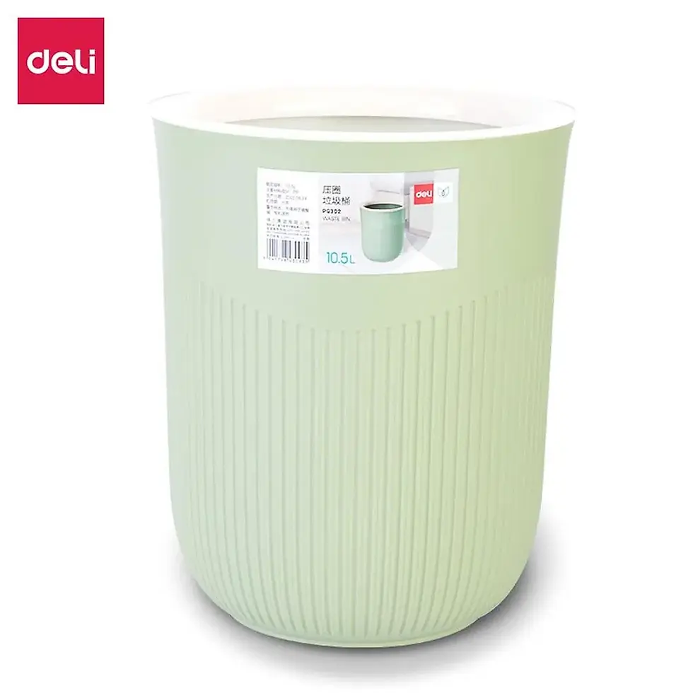 Miniature : CORBEILLE A PAPIER RONDE EN PP DIAM.240*240*295MM/10.50L DELI REF PG302
