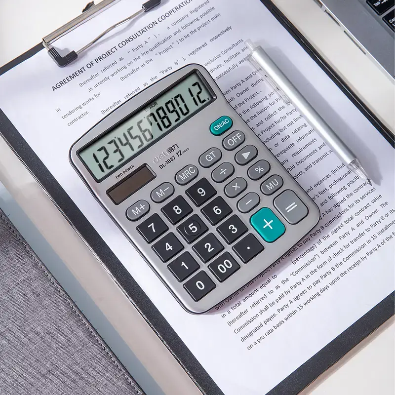الصورة المصغرة: CALCULATRICE DE POCHE 12 CHIFFRES 120*152.8*29MM DARK GRAY