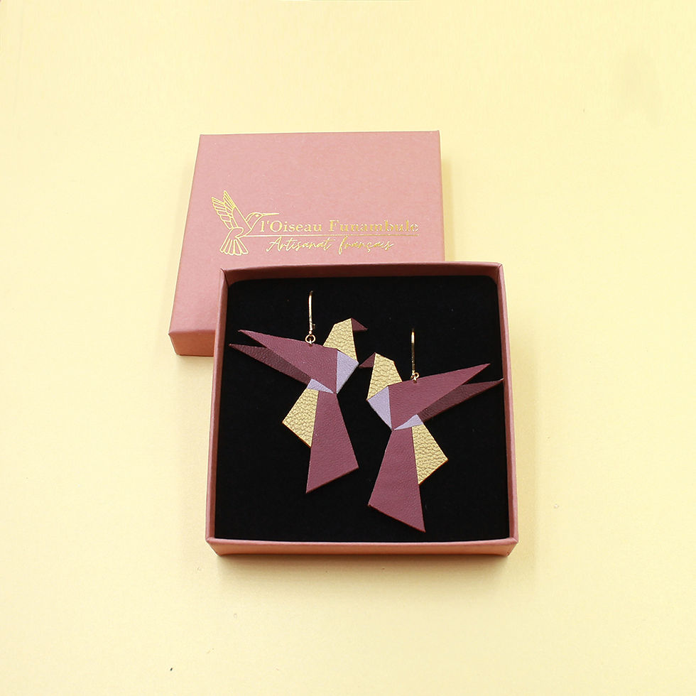 Miniature : Boucles d'oreilles Bird en cuir recyclé