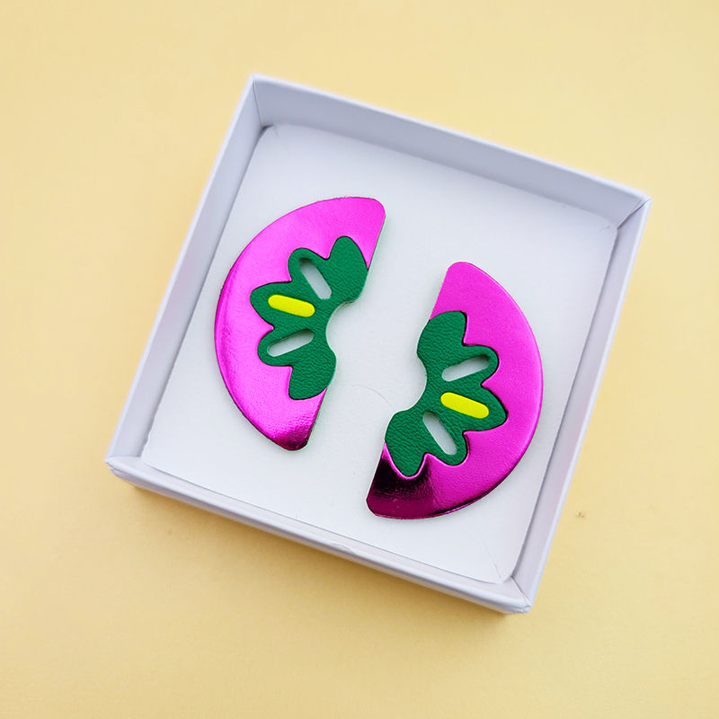 Miniature : Grandes boucles d'oreilles Demi Lune en cuir