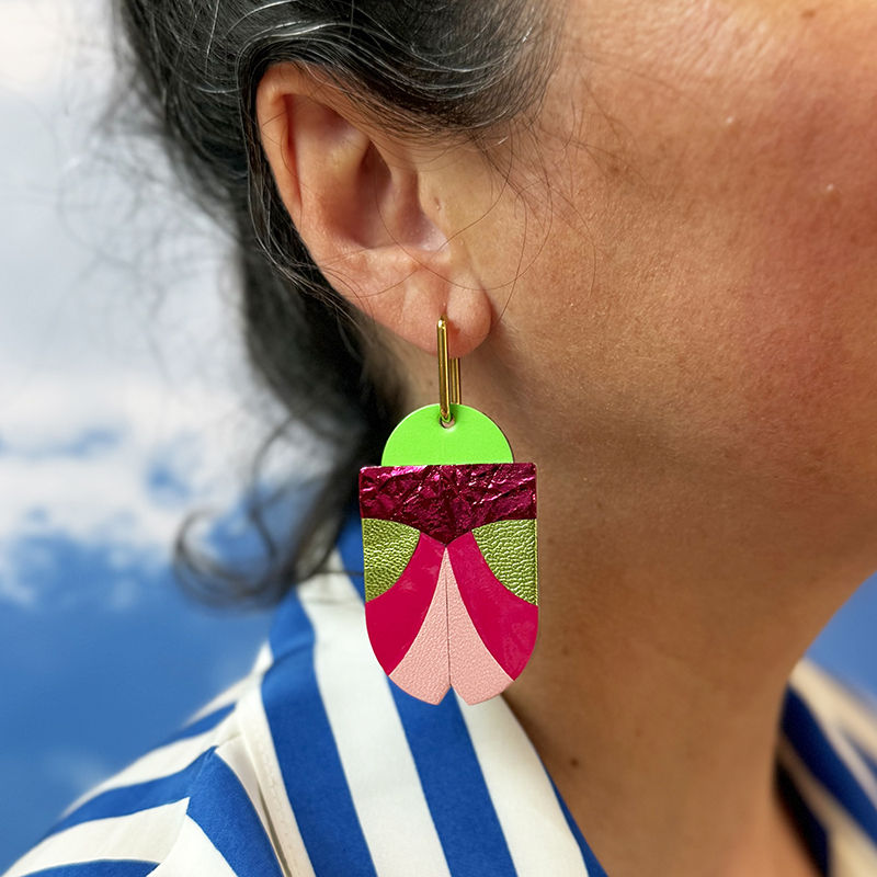 Miniature : Boucles d'oreilles Scarabée XXL en cuir recyclé