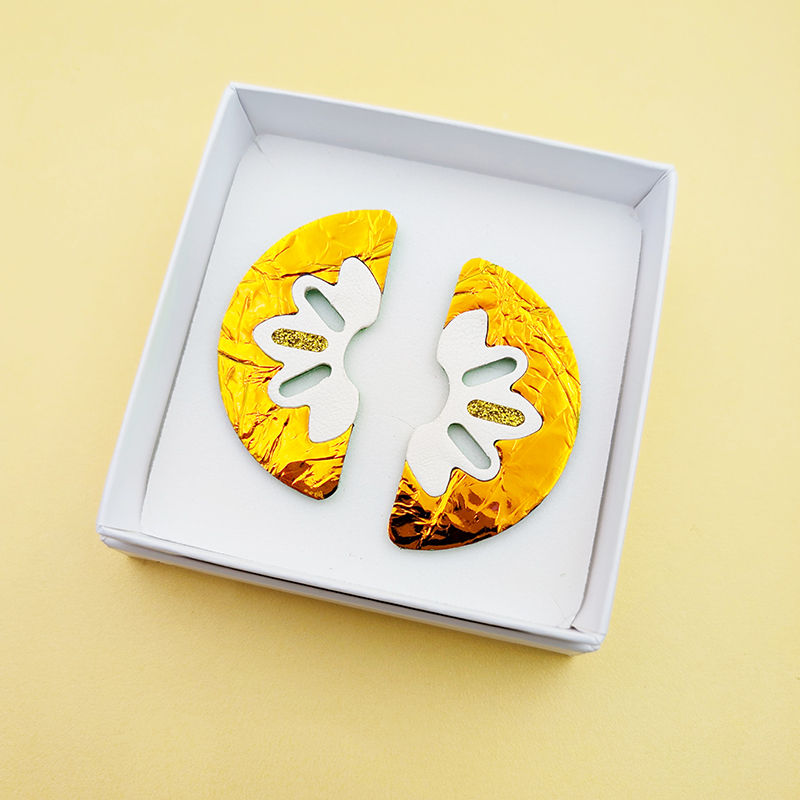 Miniature : Grandes boucles d'oreilles Demi Lune en cuir