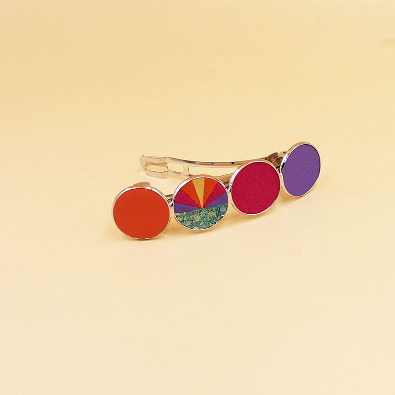 Miniature : Grande barrette Lunes en cuir recyclé
