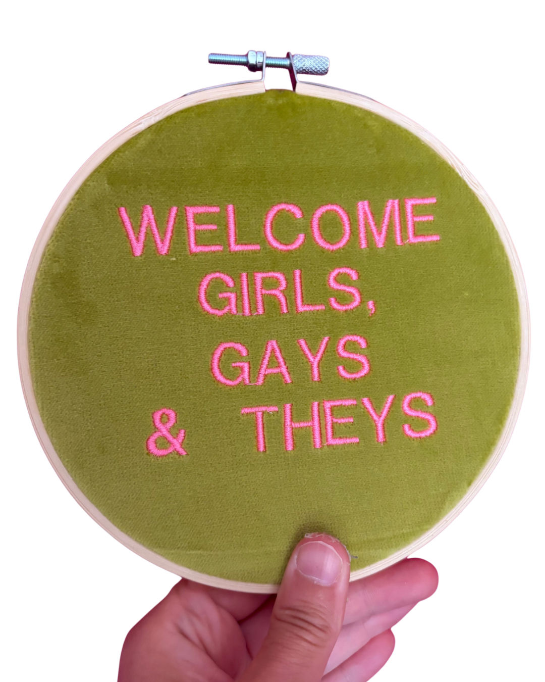 Welcome Girls, Gays & Theys 6" Embroidery gallery wall art
