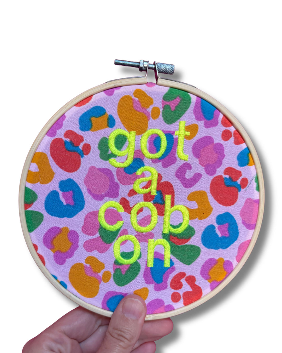 "Got A Cob On" 6" Embroidery Hoop Wall Art