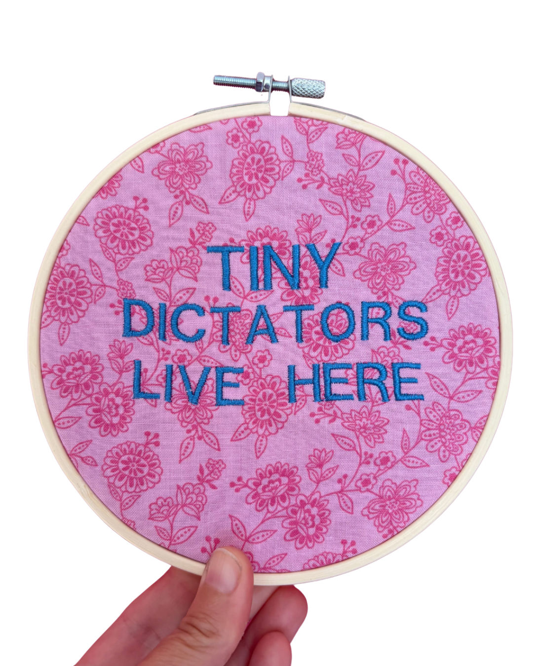 Tiny Dictators Live Here 6" Wall Art Embroidery