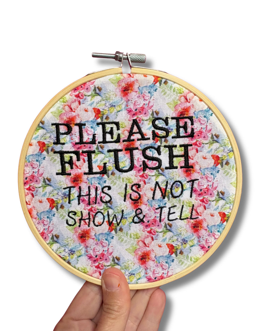 "Please Flush..." 6" Embroidery Hoop Wall Art