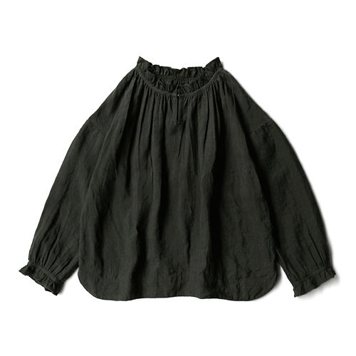 サムネイル： ご予約受注商品/お届け予定4月中旬～末頃/リネンワッシャーアンティークフリルブラウス