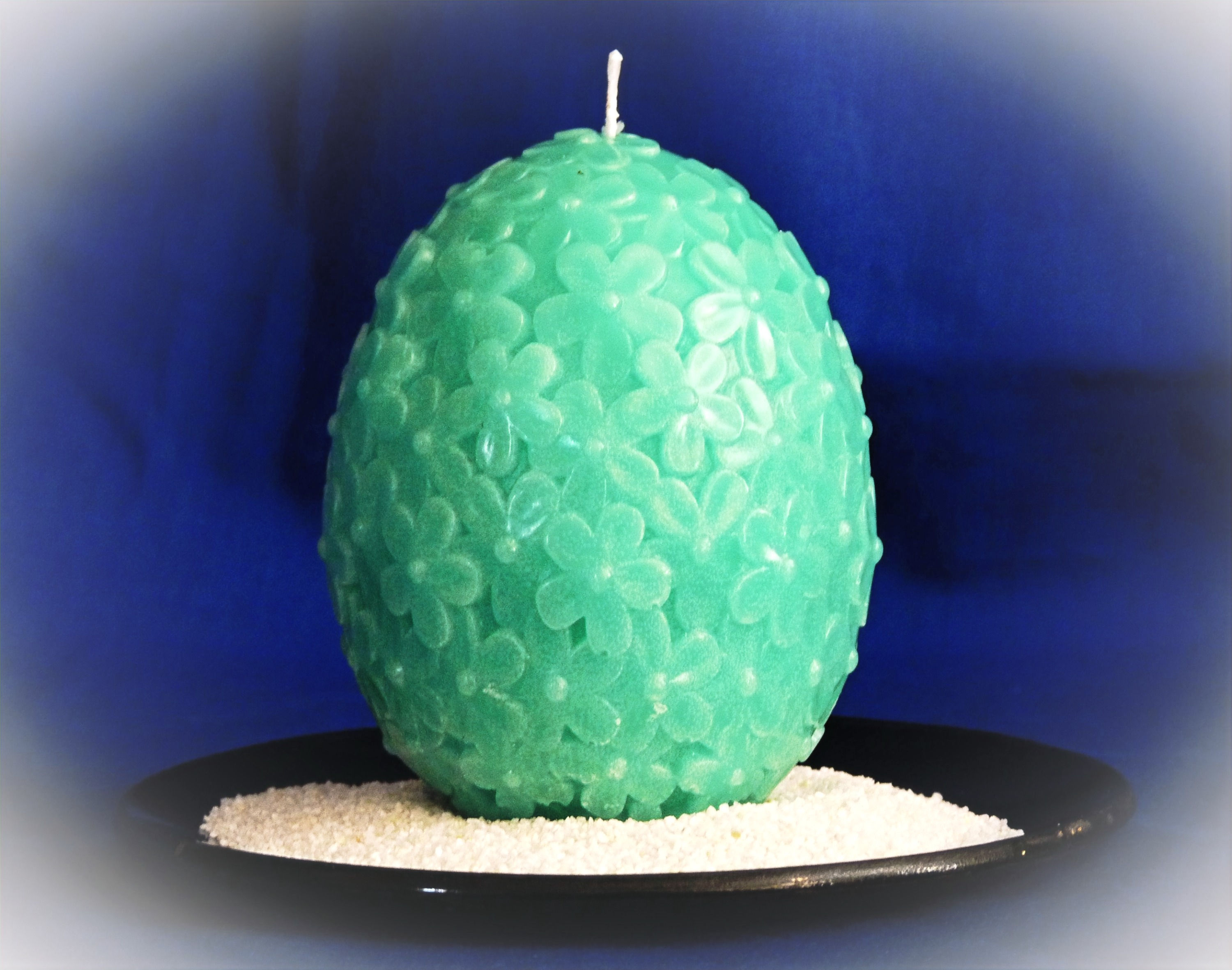 Egg Pillar Candle with Embossed Flowers