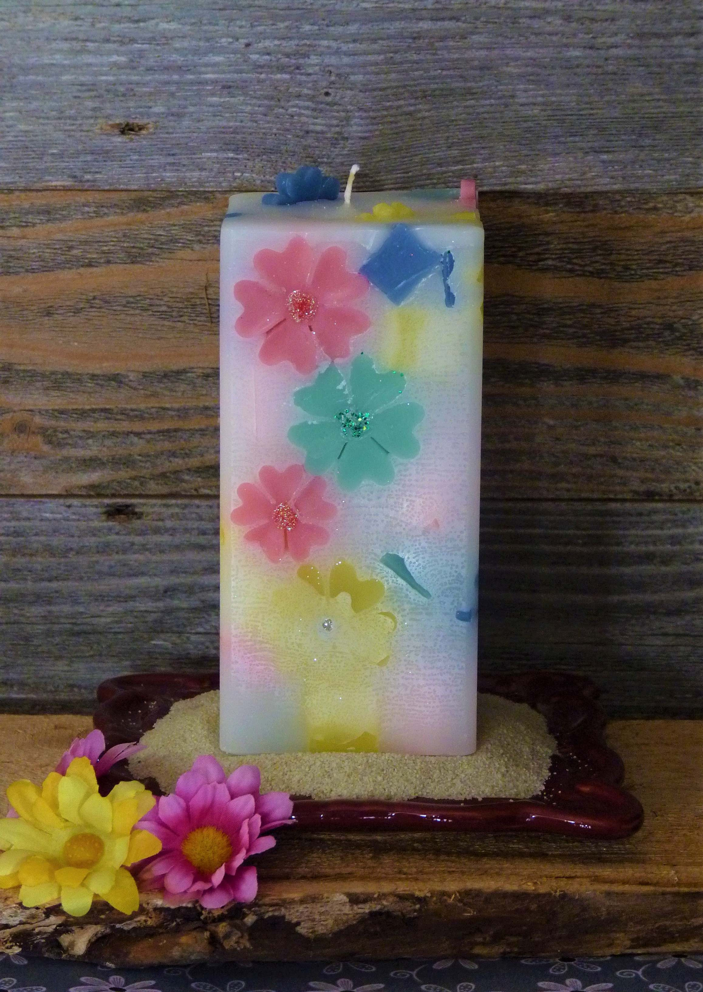 Spring Flower Pillar Candle