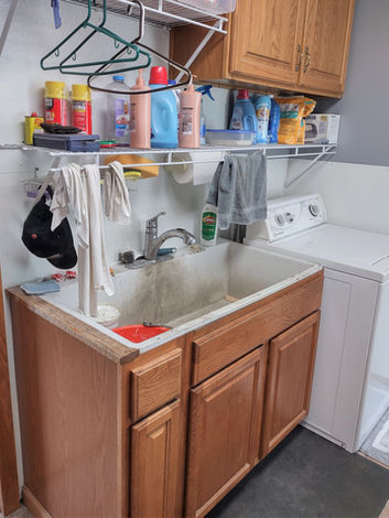 ugly, dirty & unorganized laundry room