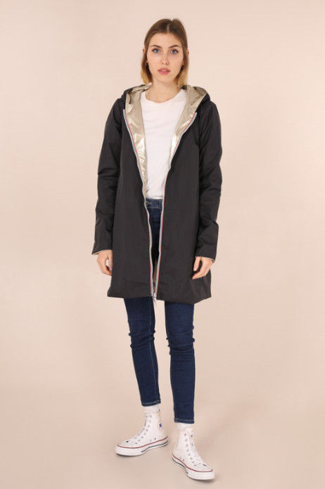 Miniature : Laura Jo - IMPERMÉABLE RÉVERSIBLE LONGO NOIR ET OR
