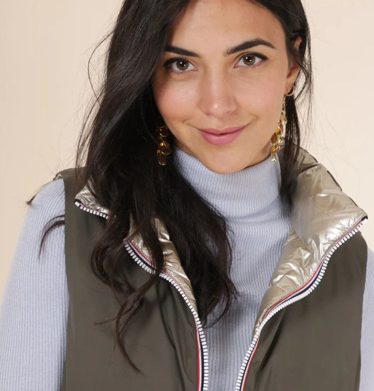 Miniature : doudoune S/M réversible kaki/or  LAURA JO