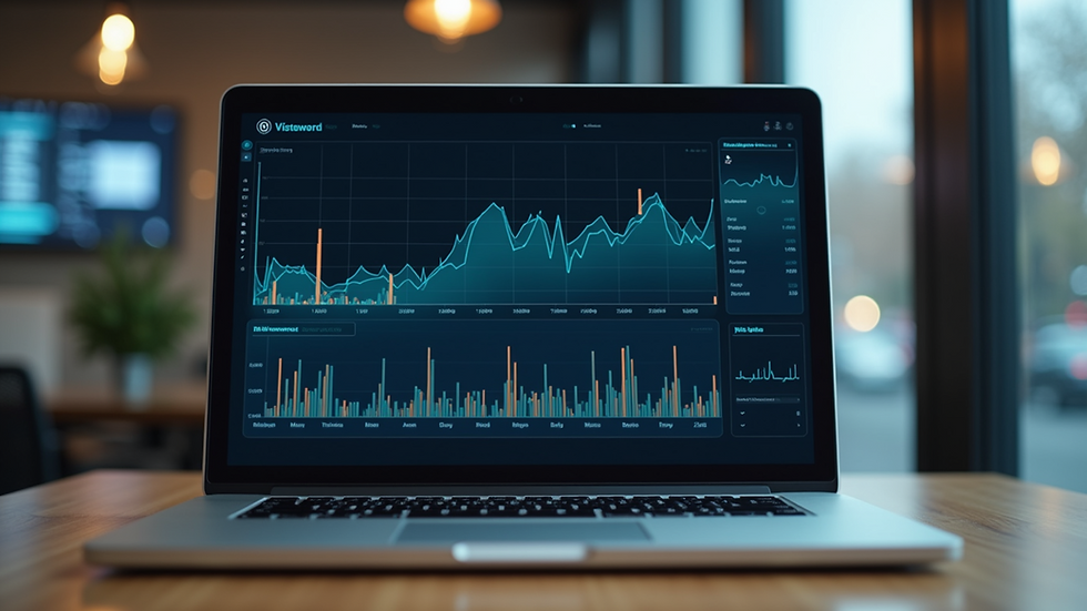 High angle view of a data visualization on a laptop screen