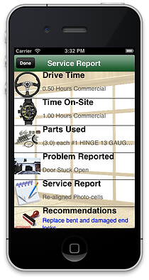 Service Reports DOORMASTER Garage Door iPhone App